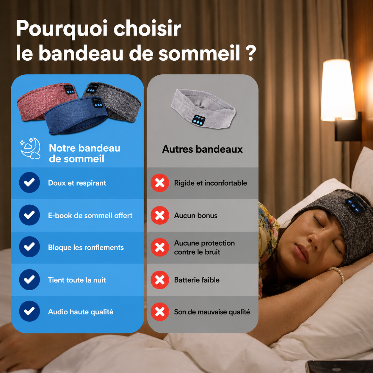 Bandeau musical pour le sommeil et la relaxation - MahozenBand™