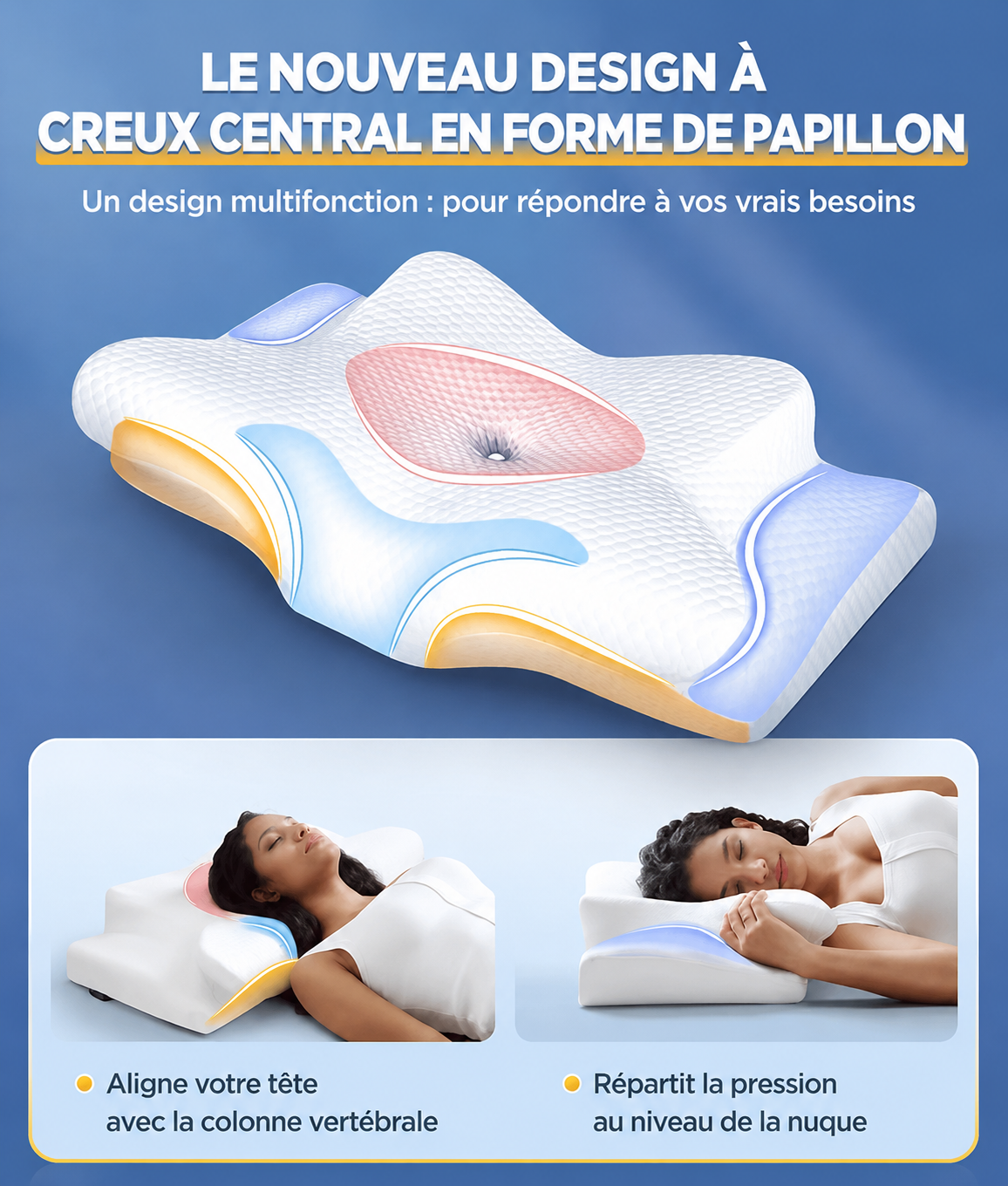 Oreiller cervical en mousse à mémoire de forme Sommeil Réparateur- Mahozen™