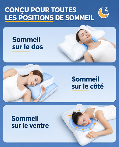 Oreiller cervical en mousse à mémoire de forme Sommeil Réparateur- Mahozen™