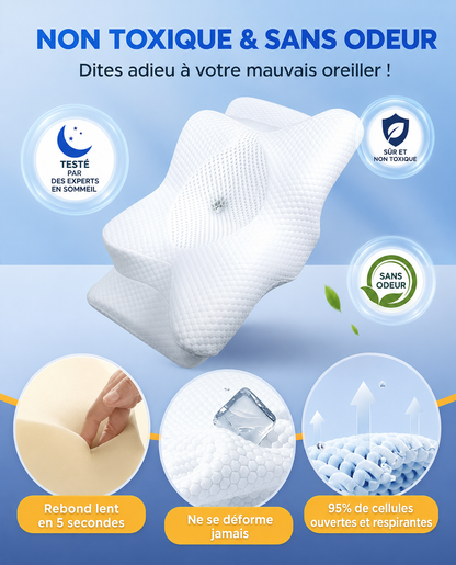 Oreiller cervical en mousse à mémoire de forme Sommeil Réparateur- Mahozen™
