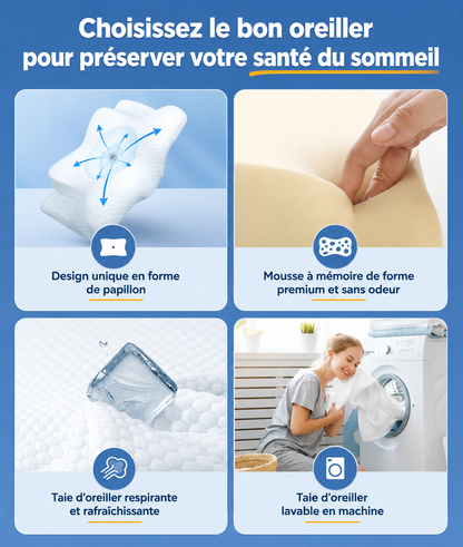 Oreiller cervical en mousse à mémoire de forme Sommeil Réparateur- Mahozen™