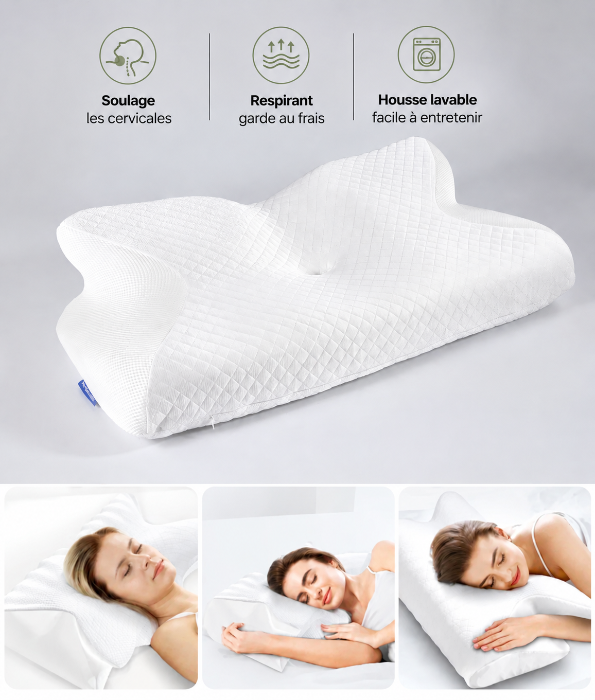 Oreiller cervical en mousse à mémoire de forme Sommeil Réparateur- Mahozen™